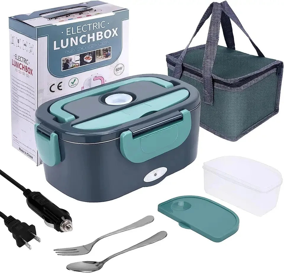 HOMEFISH 1.5L Electric Lunch Box  60W Speed Heating Car Or AC Heating Travel Office Home Use Gift Knife And Insulated Handbag