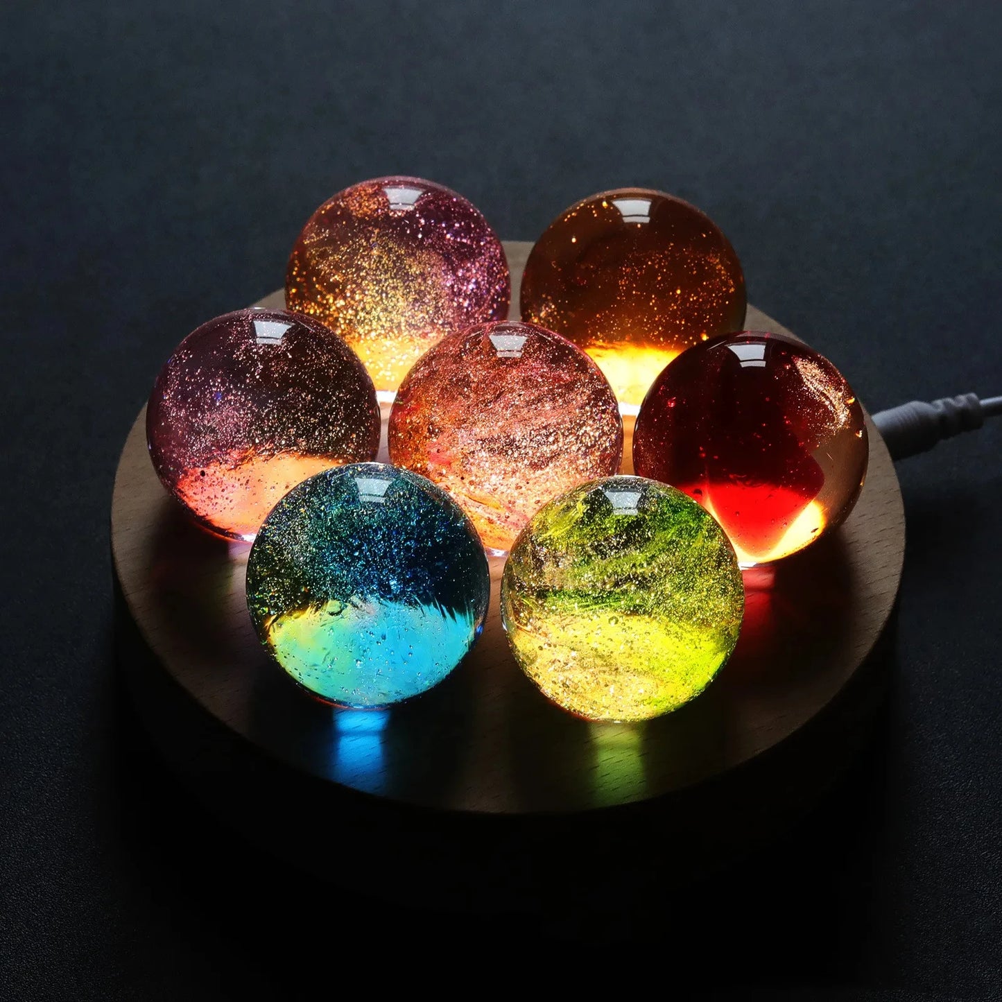 Fantasy Colorful Glass Star Ball Luminous Planet Astronomy Planets Ball Fantastic Style Home Decoration Cosmic Model Gift