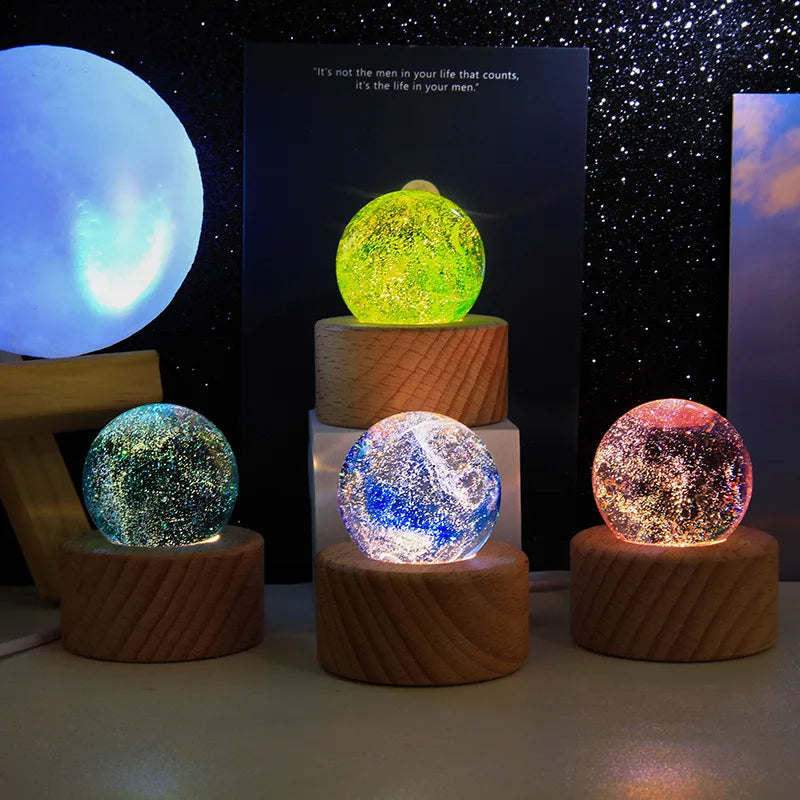 Fantasy Colorful Glass Star Ball Luminous Planet Astronomy Planets Ball Fantastic Style Home Decoration Cosmic Model Gift